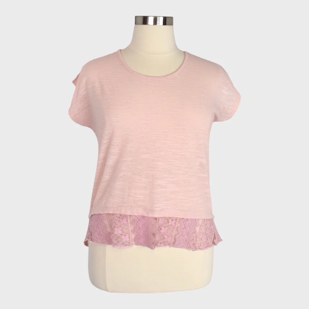 Cato Slub Knit‎ Lace Trim Tee Top